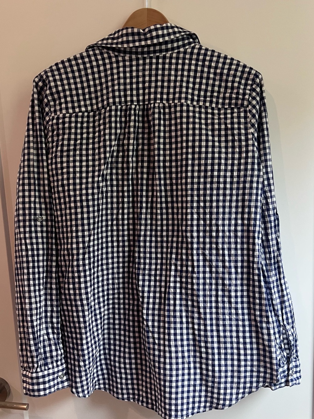 Kut from the Kloth Navy and White Gingham Shirt Size Extra Large - Picture 3 of 4